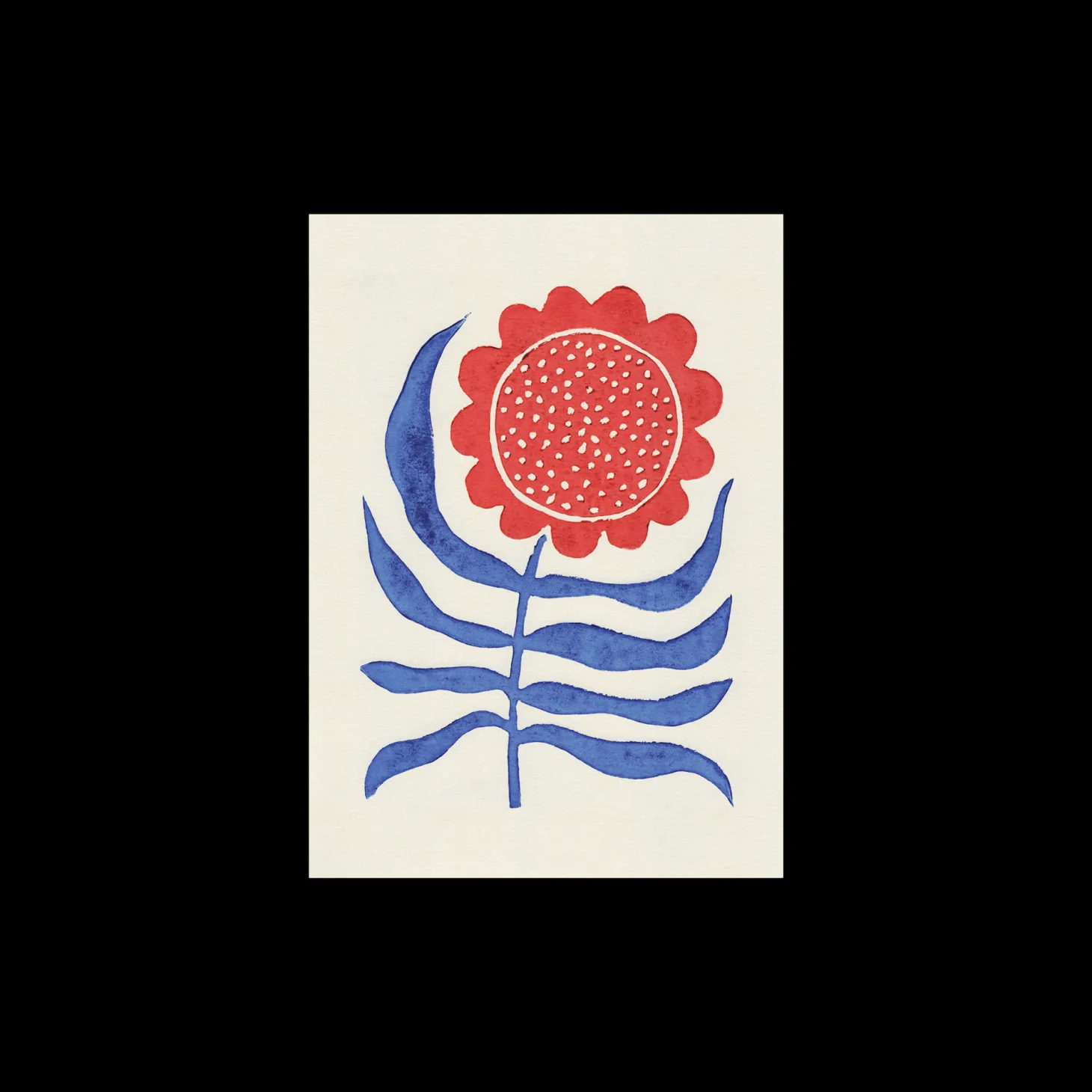 Plakat Red Flower / Lino Print A3